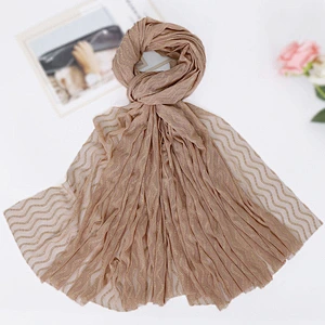 Candy Color Polyester Scarf Muslim Hijab Solid Crinkle Headband Shawls Wrap Lady Head Kerchief Winter Pashmina Scarves
