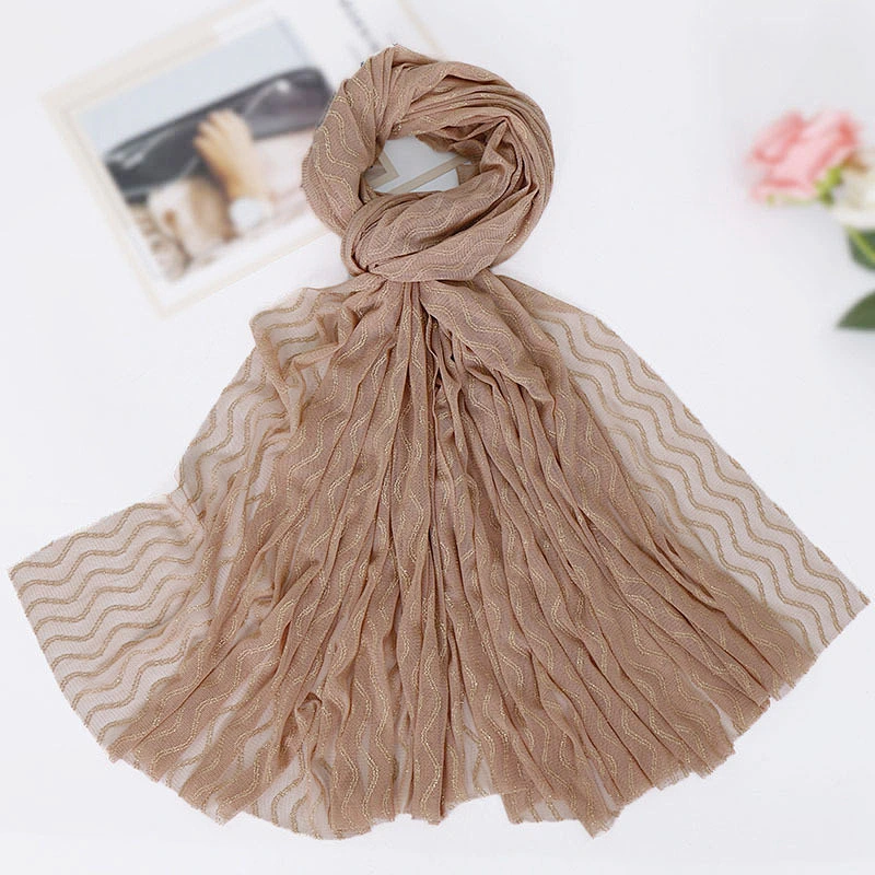 Candy Color Polyester Scarf Muslim Hijab Solid Crinkle Headband Shawls Wrap Lady Head Kerchief Winter Pashmina Scarves