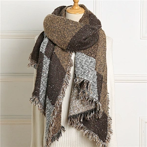 Simple Geometric Cashmere Scarf Women American Cloak Shawl Winter Warm New Scarf