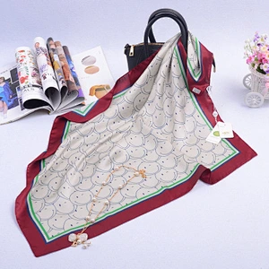 Factory direct children saliva towel handkerchief silk fashion women print square silk scarf