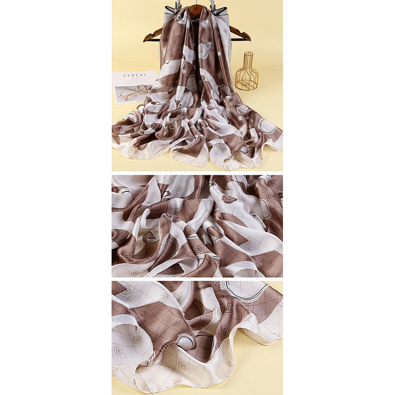 New Satin Silk Scarf Female Spring Fashion Brand Korean Version Silk Air Conditioning Shawl Beach Scarves