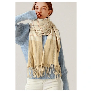 Scarf Women Simple Japanese Cute Cashmere Scarf Geometric Pattern Mid-Length Warm Shawl