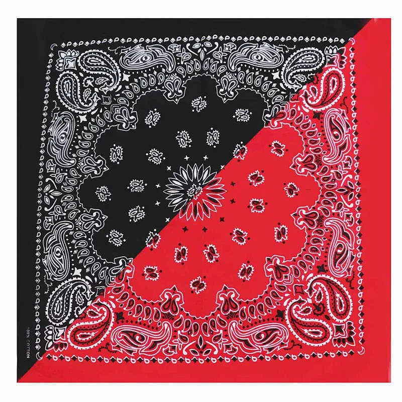 Wholesale Men Women Two-Color Series Cashew Flower Hip-Hop Square Scarf Head Scarf Pure Cotton Bandana