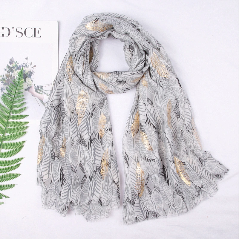 New cotton and linen female beach towel wild long section lengthened sun shawl feather printed scarf
