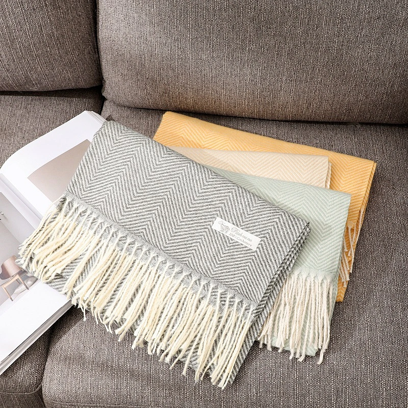 Autumn Winter New Herringbone Scarf Women Korean Version Cashmere Thick Shawl Warm Collar Scarf Wholesale