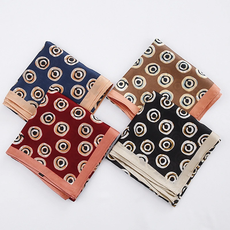 Wild circular printed female spring and summer temperament simulation silk small square scarf