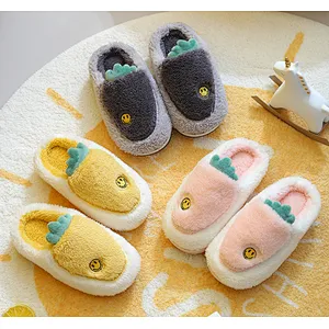 children's cotton slippers female cute cartoon indoor home plus velvet warmth non-slip parent-child baby cotton slippers