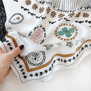 High Quality Silk Fabric Floral Print Square Scarf 70x70cm Gift For Women