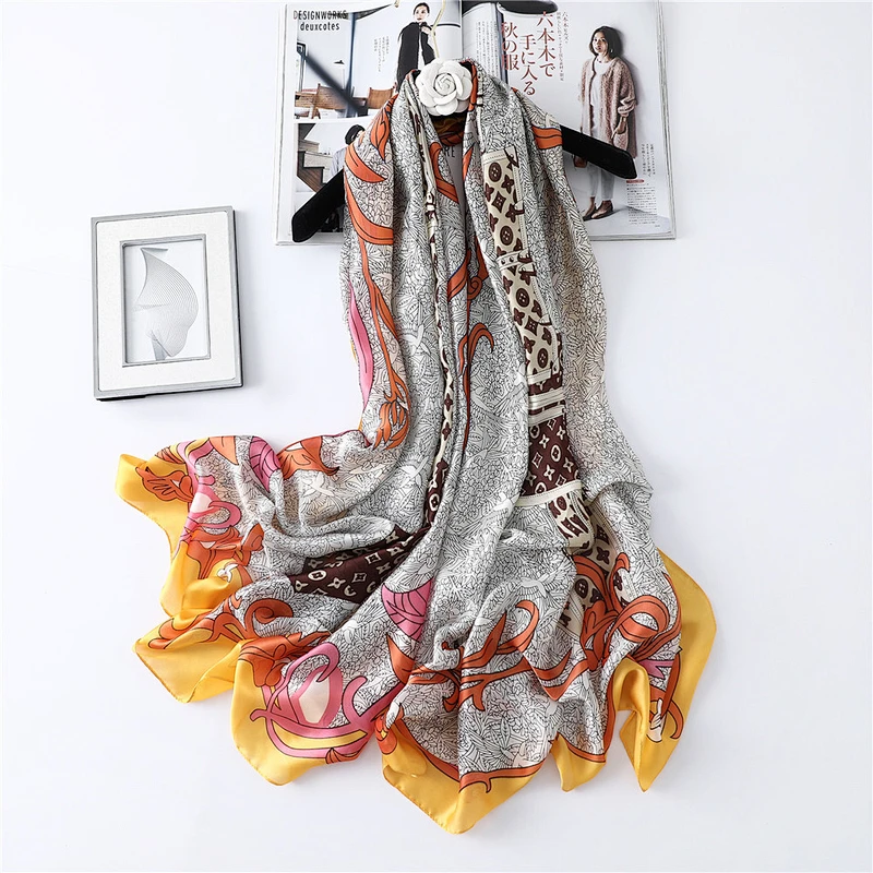 Ladies decorative fashion printing sunscreen shawl scarf colorful hangzhou imitated silk scarf