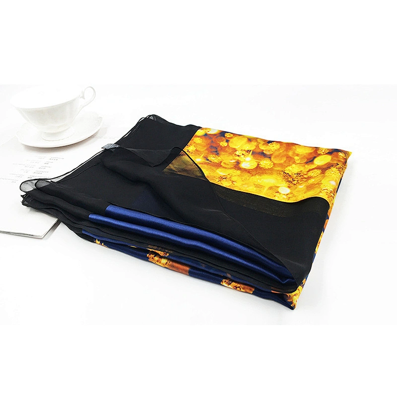 Luxury Elegant Autumn Winter Ladies 100% Silk Scarf Long Silk Scarves Shawl For Women