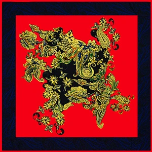 Floral female twill silk shawl scarf printed dual-purpose large square sunscreen scarf
