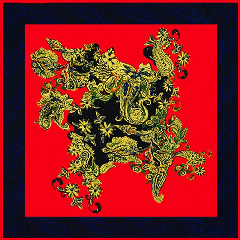 Floral female twill silk shawl scarf printed dual-purpose large square sunscreen scarf