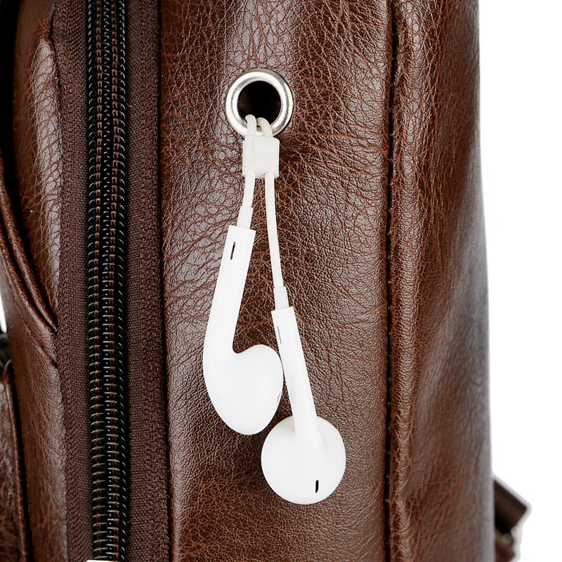 Hot Fashionable Traveling Cell Phone USB Crossbody PU Leather Sling Shoulder Bag Men Crossbody Bag