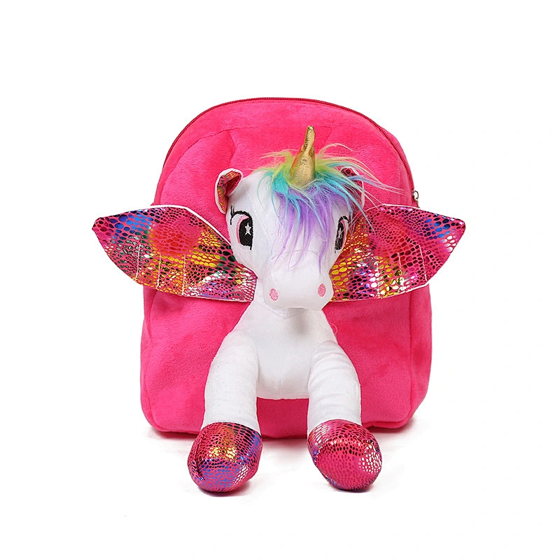 Hot Design Unicorn Plush Backpack Children Cute Cartoon Unicorn Plush Bag Girls Kids Toddler Unicorn Plush Backpack