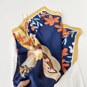 Original Spring Autumn New Digital Printing Small Square Scarf Korean Western Fashion Thin Silk Scarf Women