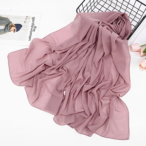 Monochrome High-Quality Thin Section Breathable Fashion Sprinkle Gold Pearl Chiffon Sequins Hijab Scarf