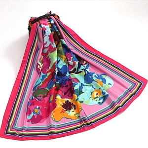 Fashion wild beach sunscreen dual purpose twill scarf female shawl printed silk scarf 110 large square scarf