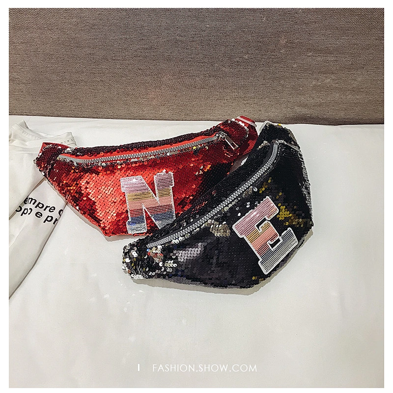 Korean Sequin Kids Sling Shoulder Cute Chest Bag New Style Fashion Glitter Sequin Cross Body Bag Waist Pack