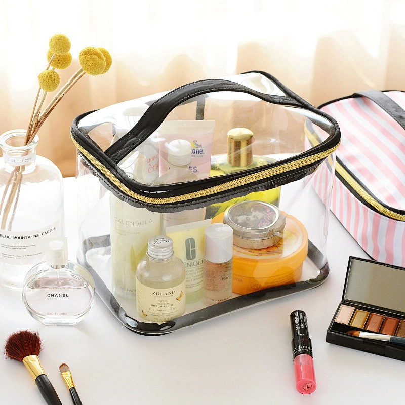 High quality Transparent Makeup Organizers Travel Bag Clear PVC Cosmetic Bag Set
