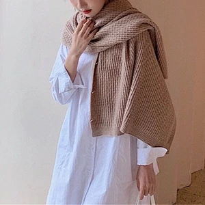 New Knitted Shawl Women's Multi-Purpose Versatile Scarf Cashmere Dual-Use Metal Buckle Wool Cloak Scarf Winter