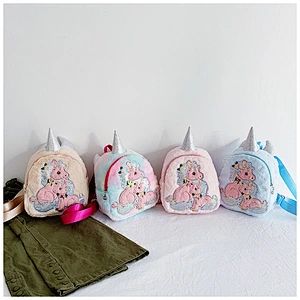 2020 new children's bag female plush pony girl princess school bag cartoon cute kindergarten shoulder bag