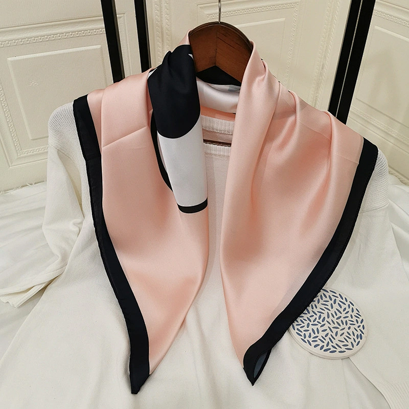 New Ins Wind Digital Printing Silk Scarf Sweet Pink Small Square Scarf Decorative Scarf