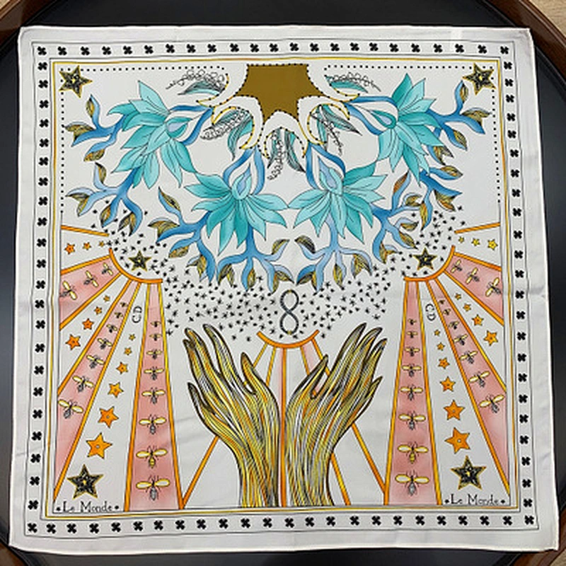 Spring wild new multifunctional female decorative scarves tarot pattern custom print small square scarf