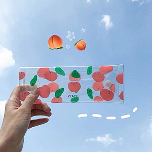 Wholesale Ins Hot Transparent Cute Flower Pen Bag Cloud Smile Face Pencil Case Student Use Stationery Storage Box