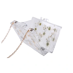 Daisy Floral Acrylic Transparent Clear Square Lady Crossbody Handbag Acrylic Clutch Bag