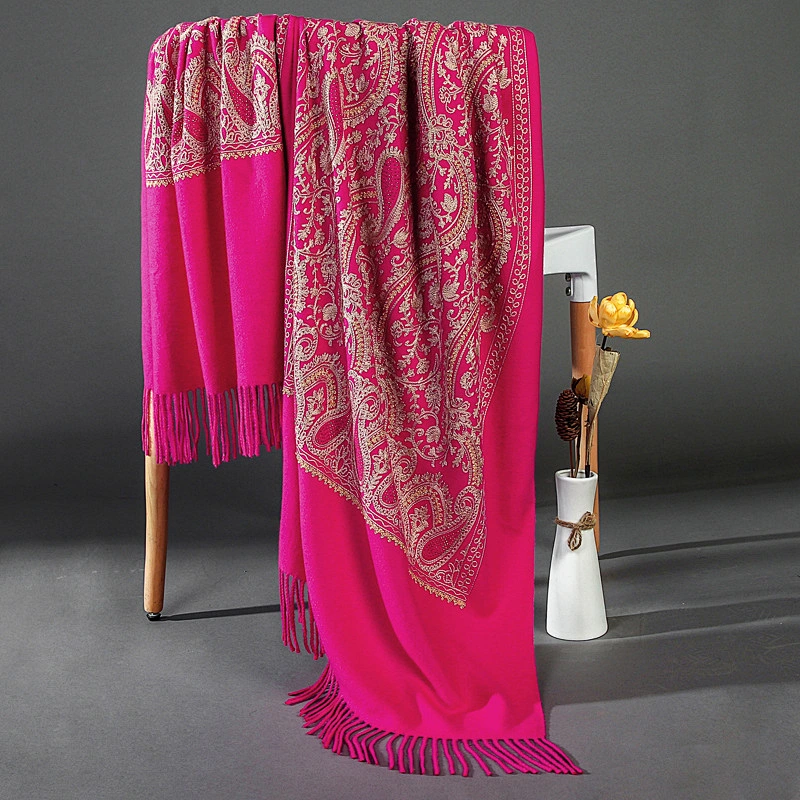 Fashion cashmere embroidery scarf all-match female autumn winter warmth tassel shawl