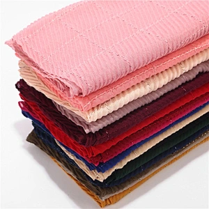 New muslim monochrome pleated plaid cotton ladies crinkle scarf hijabs shawl hijab