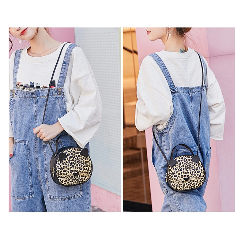 Wholesale Women 2020 New Small Bag Korean Style Crossbody Bag Cute Cat Pattern Trendy Small Round Bag
