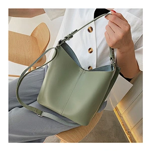 Solid Color Shoulder Bag Women Large Capacity Leather Splicing Handbags