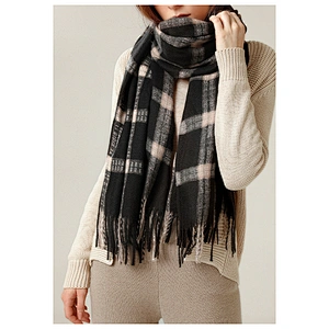 Plaid Scarf Thickened Warmth In Winter, Cashmere Scarf Female Western Style Scarf Shawl