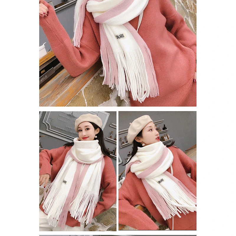 Customized Personalized Fashion Ladies Scarf Lengthened Wild Knitting Wool Color Matching Scarf