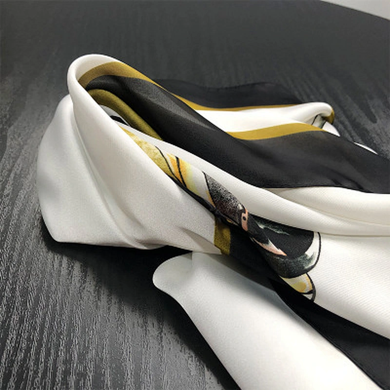 New ukiyo-e printed decoration simple style wild fashion 100% polyester silk feeling satin scarf ladies shawl