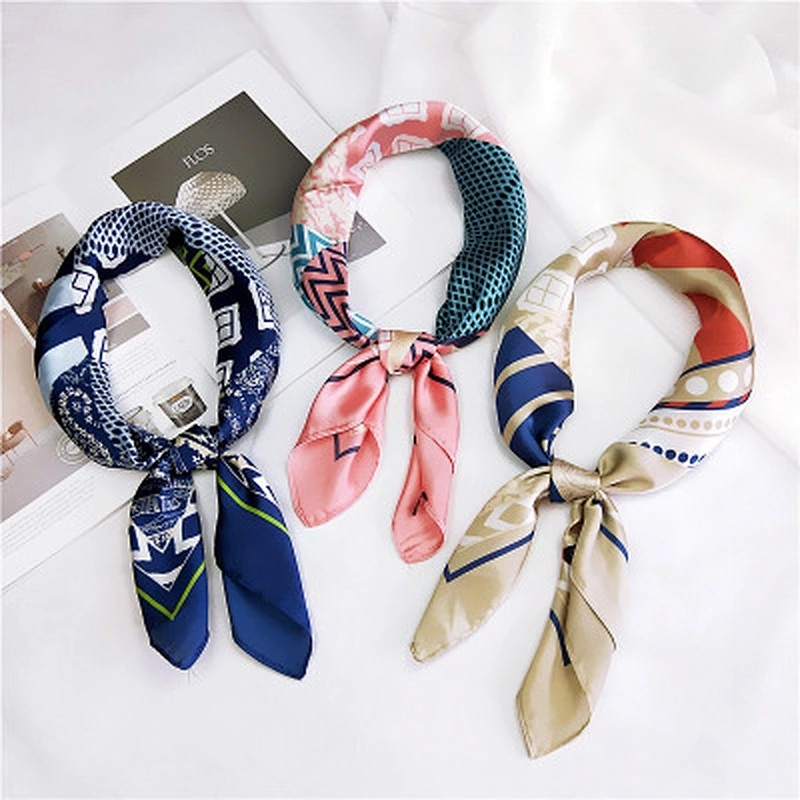 New style wild professional scarf 70cm*70cm small geometric square scarf imitated silk scarf female