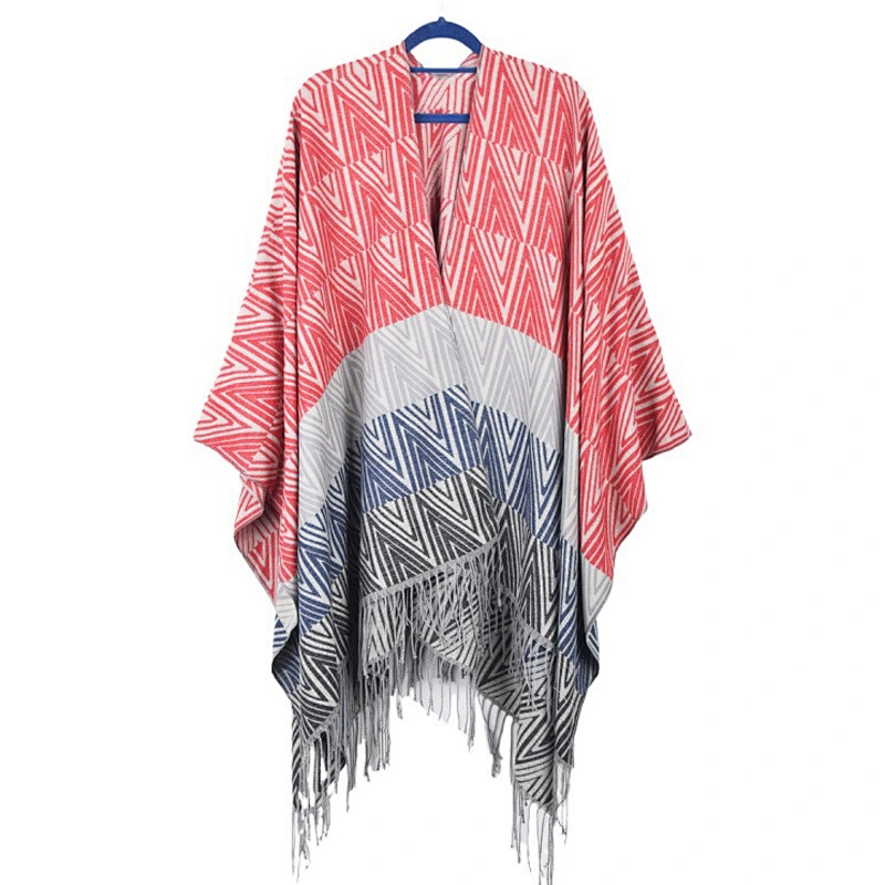 Factory Direct 2020 New Geometric Cloak Shawl European American Fringed Dual-Use Shawl Blanket