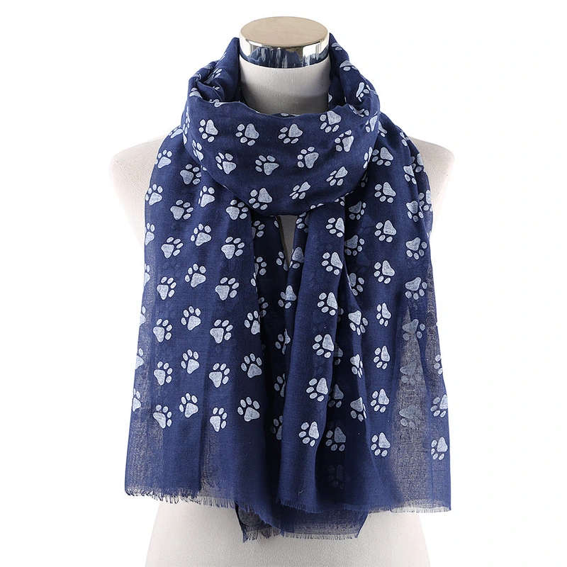 Wholesale Spring Autumn New Style Dog Footprint Print Pattern Polyester Ladies All-Match Scarf Shawl