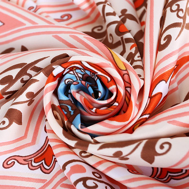 Spring and summer new fashion printed silk scarf long section simulation silk sunscreen beach towel shawl
