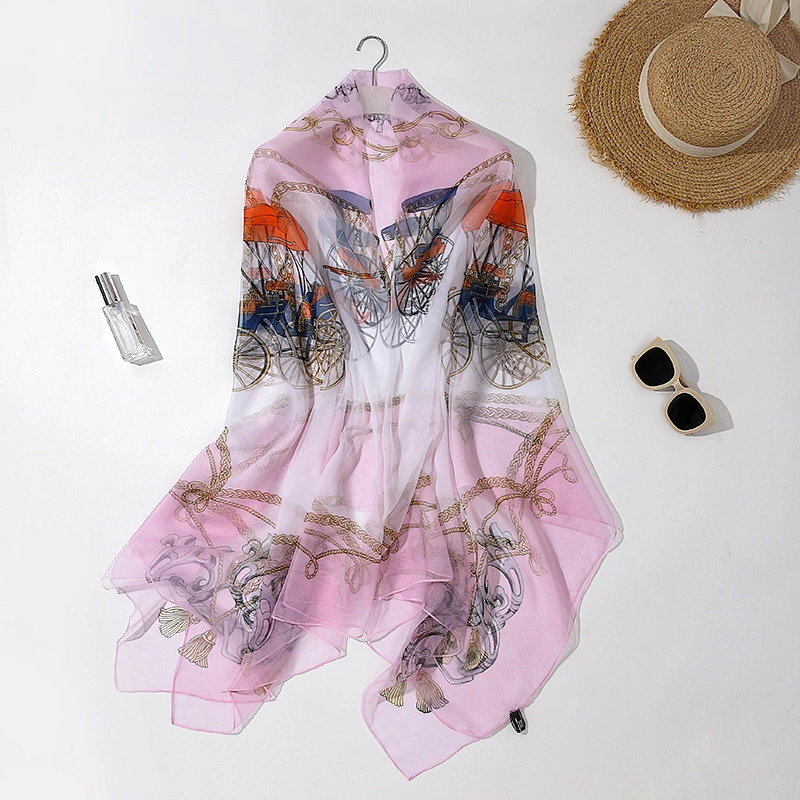 Wholesale new simulation silk scarf summer thin ice silk sunscreen shawl beach towel long scarf