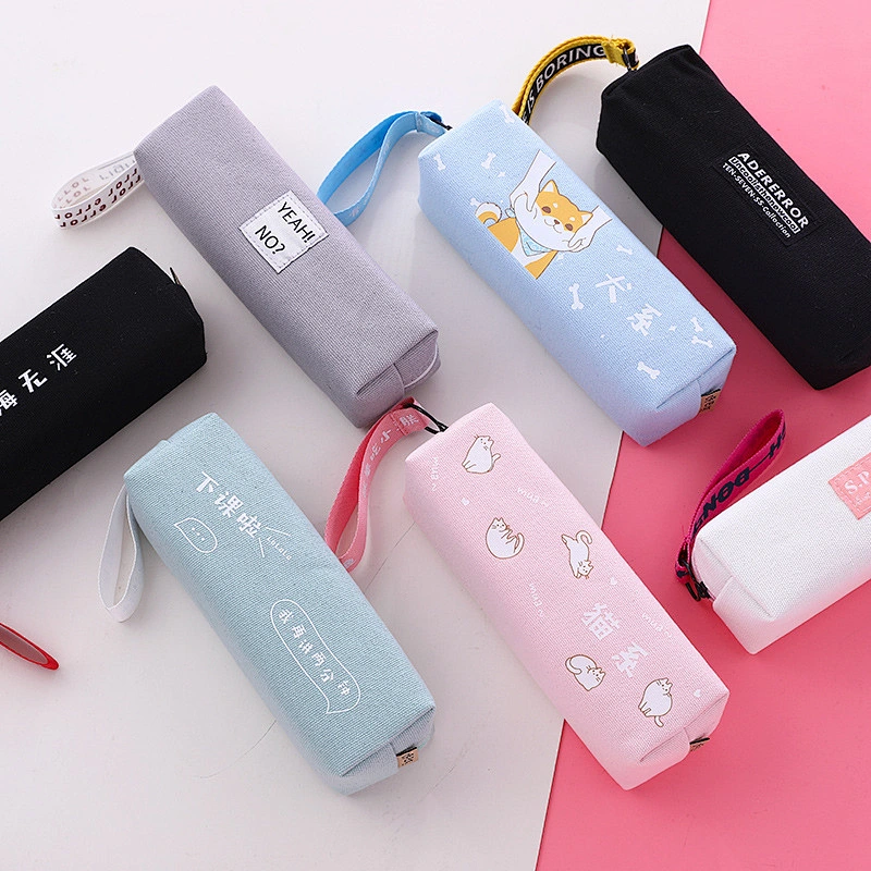 Custom Printing Canvas Student Stationery Bag Ins Female Japanese High School Student Pencil Case