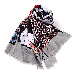 The new color-contrasting printed shawl ladies decoration thickened wild scarf sunscreen shawl scarf