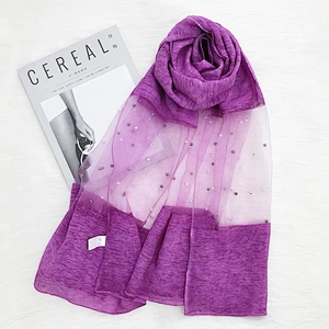 Pearl Lace Organza Women Long Hijab Scarf Muslim Lady Hijab Islam Clothing Turkish Turban Shawl Headscarves