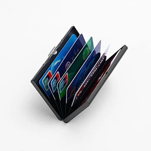 Credit Name Card Holder Metal Business ID Cardholder PU Card Box Bag Organizer Mini Wallet Men Minimalist Leather Card Case