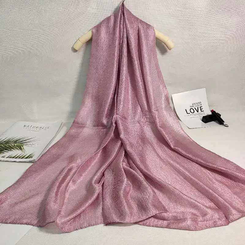 Factory Direct New Dutch Linen Long Sunscreen Beach Towel Shawl Pure Color Scarf Pearl Light Silk Scarf Women
