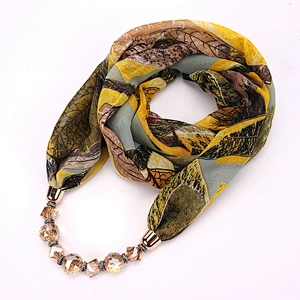 Wholesale 2020 Newest Scarf Jewelry Fashion Pattern Printed Chiffon Small Handmade Women Pendant Jewelry Necklace Scarf