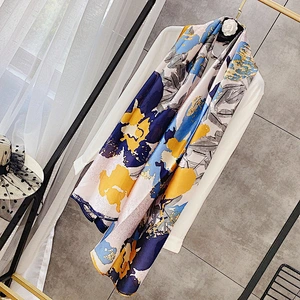 2020 Autumn Winter New Brand Silk Scarf Women Beautiful Printing Luxury Silk Shawl Gift Scarf Wholesale