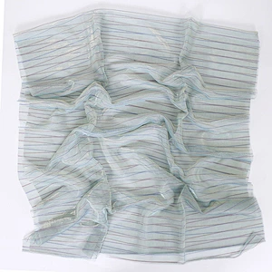 Elastic gold thread braided striped sunscreen shawl muslim wholesale women polyester scarf hijab