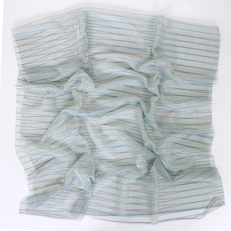 Elastic gold thread braided striped sunscreen shawl muslim wholesale women polyester scarf hijab